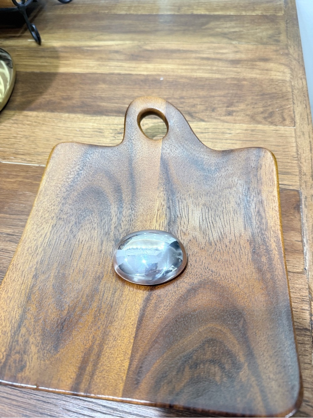 Nambe Wood Napkin Holder with Silver Accent - Natural Brown
